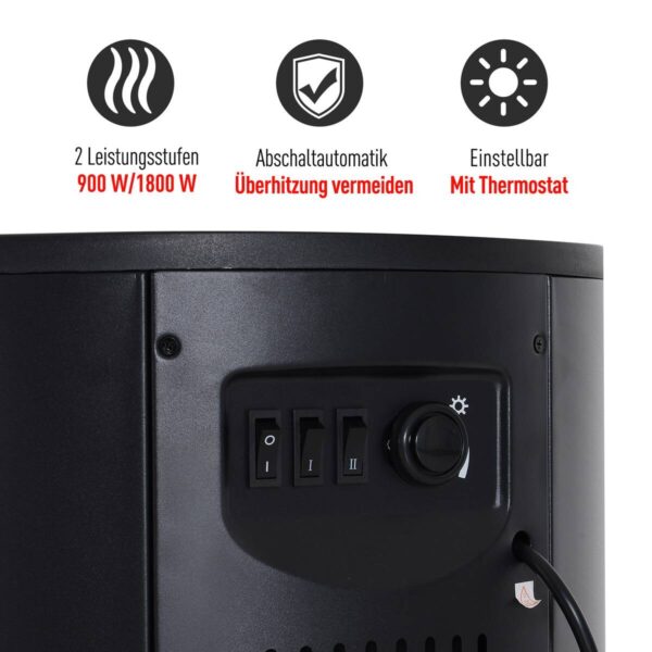 HOMCOM Elektrischer-Kamin 820-087 schwarz Eisen Kunststoff Glas B/H/T: ca. 41x64,5x41 cm ca. 1800 W – Bild 5