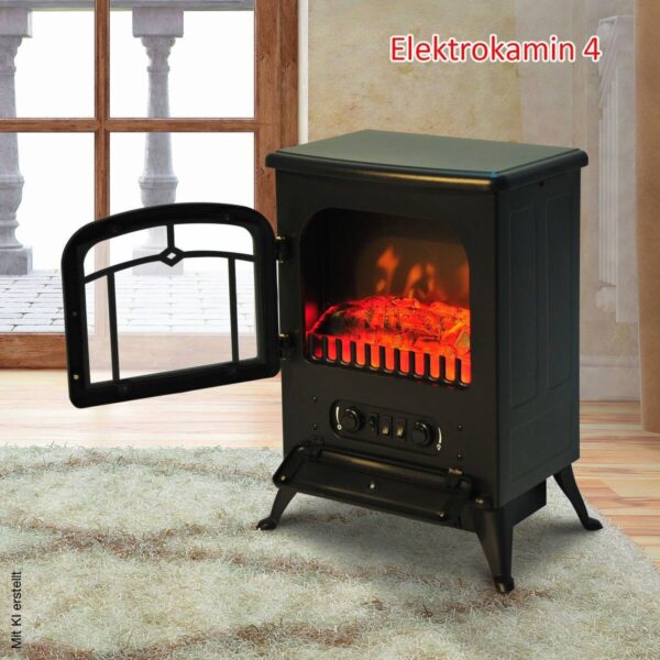 HOMCOM Elektrischer-Kamin MH820-039 schwarz Glas Metall B/H/T: ca. 42x55x28 cm ca. 1850 W – Bild 4