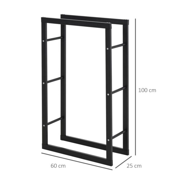 HOMCOM Kaminholzständer schwarz B/H/L: ca. 25x100x60 cm – Bild 3