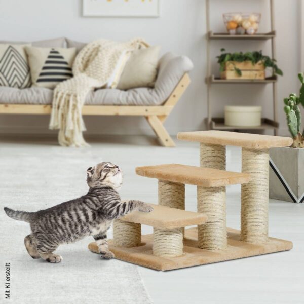 PawHut Katzentreppe beige Spanplatte B/H/L: ca. 35x34x45 cm PawHut Katzentreppe beige Spanplatte B/H/L: ca. 35x34x45 cm – Bild 4