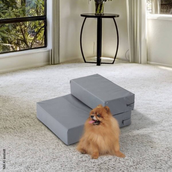 PawHut Hundetreppe grau Kunstleder B/H/L: ca. 39x20x42 cm – Bild 2