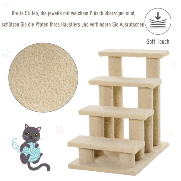 PawHut Katzentreppe hellbraun Spanplatte B/H/L: ca. 43x60x64 cm – Bild 2
