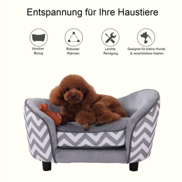 PawHut Hundebett grau Holz B/H/L: ca. 41x33,5x67 cm – Bild 3