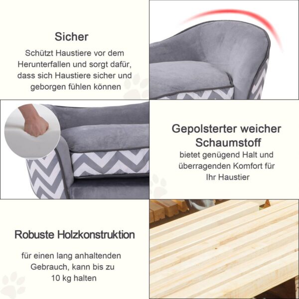 PawHut Hundebett grau Holz B/H/L: ca. 41x33,5x67 cm – Bild 5