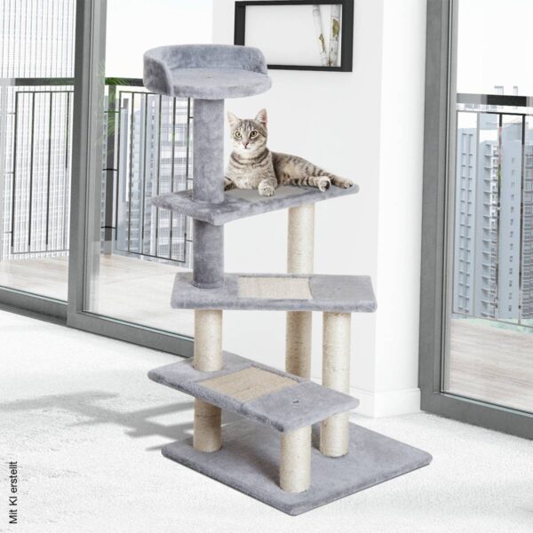 PawHut Kletterbaum beige Spanplatte B/H/L: ca. 48x101x48 cm – Bild 2