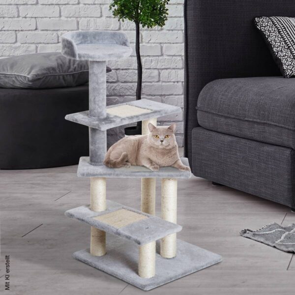 PawHut Kletterbaum beige Spanplatte B/H/L: ca. 48x101x48 cm – Bild 4
