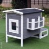 PawHut Katzenhaus grau Holz B/H/L: ca. 67x75x115 cm – Bild 2