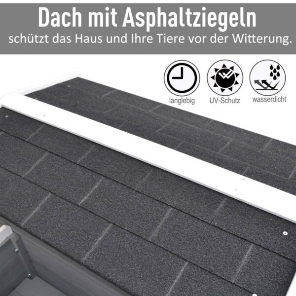 PawHut Katzenhaus grau Holz B/H/L: ca. 67x75x115 cm – Bild 4