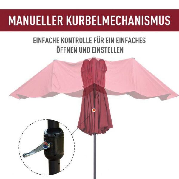 Outsunny Marktschirm weinrot Metall B/H/L: ca. 270x240x460 cm Outsunny Marktschirm weinrot Metall B/H/L: ca. 270x240x460 cm – Bild 4