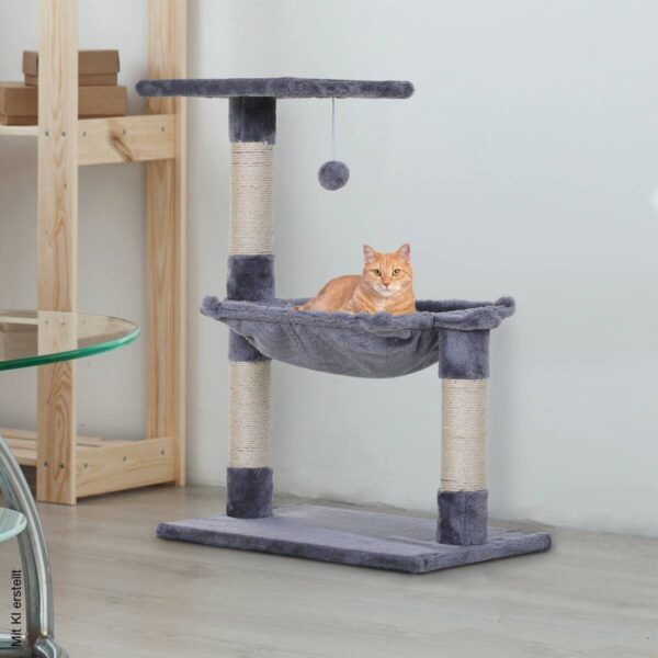 PawHut Katzenbaum grau Spanplatte B/H/L: ca. 36x70x50 cm – Bild 3