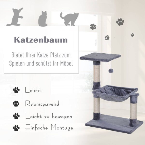 PawHut Katzenbaum grau Spanplatte B/H/L: ca. 36x70x50 cm – Bild 5