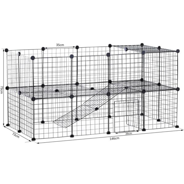 PawHut Laufgitter schwarz Metall B/H/L: ca. 73x73x146 cm – Bild 2