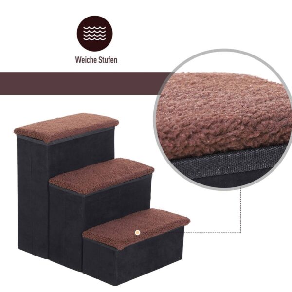 PawHut Haustiertreppe schwarz MDF B/H/L: ca. 54x48x40 cm – Bild 4