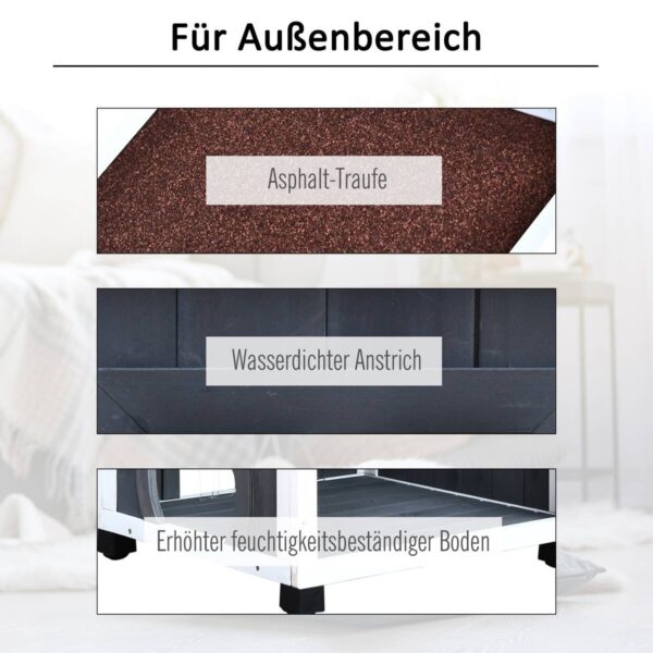 PawHut Katzenvilla grau Holz B/H/L: ca. 55x109x59 cm – Bild 2