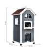 PawHut Katzenvilla grau Holz B/H/L: ca. 55x109x59 cm – Bild 4