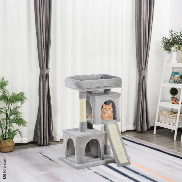 PawHut Kratzbaum hellgrau Spanplatte B/H/L: ca. 39x83x59 cm – Bild 5