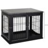 PawHut Hundekäfig schwarz MDF B/H/T: ca. 81x66x59 cm – Bild 3