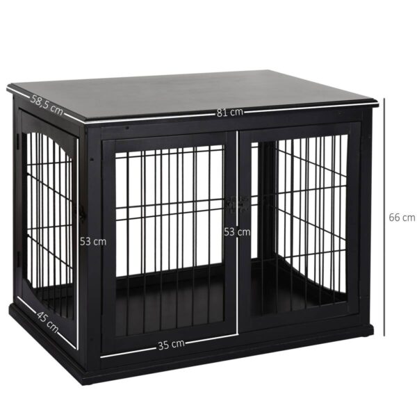 PawHut Hundekäfig schwarz MDF B/H/T: ca. 81x66x59 cm – Bild 3