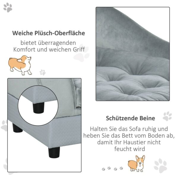 PawHut Hundesofa hellblau Holz B/H/T: ca. 76x42x45 cm PawHut Hundesofa hellblau Holz B/H/T: ca. 76x42x45 cm – Bild 2