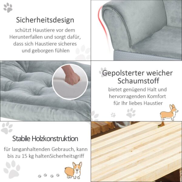 PawHut Hundesofa hellblau Holz B/H/T: ca. 76x42x45 cm PawHut Hundesofa hellblau Holz B/H/T: ca. 76x42x45 cm – Bild 3