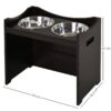 PawHut Futterstation dunkelbraun MDF B/H/T: ca. 54x47x32 cm – Bild 2