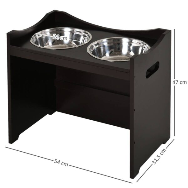PawHut Futterstation dunkelbraun MDF B/H/T: ca. 54x47x32 cm – Bild 2
