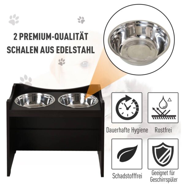 PawHut Futterstation dunkelbraun MDF B/H/T: ca. 54x47x32 cm – Bild 4