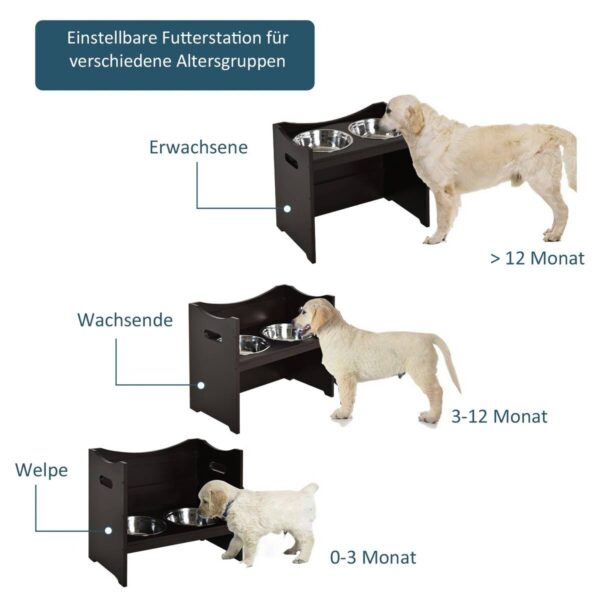 PawHut Futterstation dunkelbraun MDF B/H/T: ca. 54x47x32 cm – Bild 5