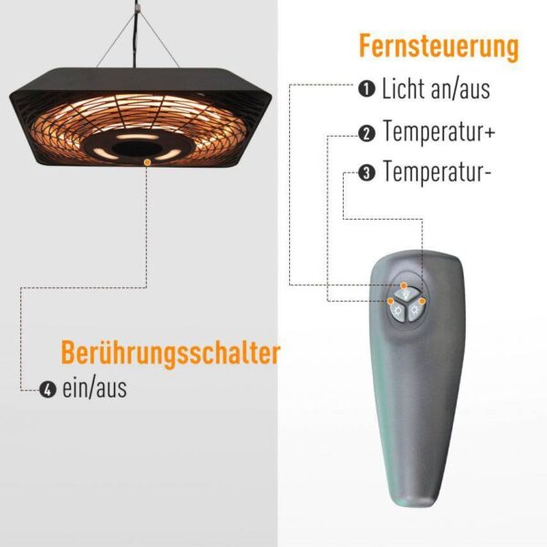 Outsunny Deckenheizstrahler 842-136V90 schwarz B/H/T: ca. 45x10x45 cm Outsunny Deckenheizstrahler 842-136V90 schwarz B/H/T: ca. 45x10x45 cm – Bild 2