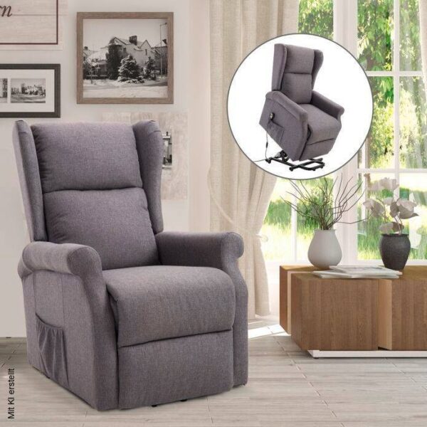 HOMCOM Elektrischer Fernsehsessel 713-031GY grau Polyester-Mischgewebe Holz Schaumstoff B/H/L: ca. 73x109x94 cm HOMCOM Elektrischer Fernsehsessel 713-031GY grau Polyester-Mischgewebe Holz Schaumstoff B/H/L: ca. 73x109x94 cm – Bild 2