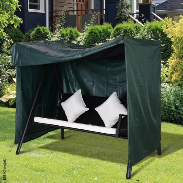 Outsunny Abdeckung für Hollywoodschaukel dunkelgrün Polyester-Mischgewebe B/H/L: ca. 114x152x177 cm – Bild 5