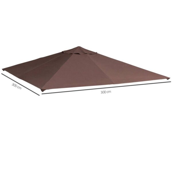 Outsunny Ersatzdach für Pavillon braun Polyester-Mischgewebe B/L: ca. 300x300 cm – Bild 2