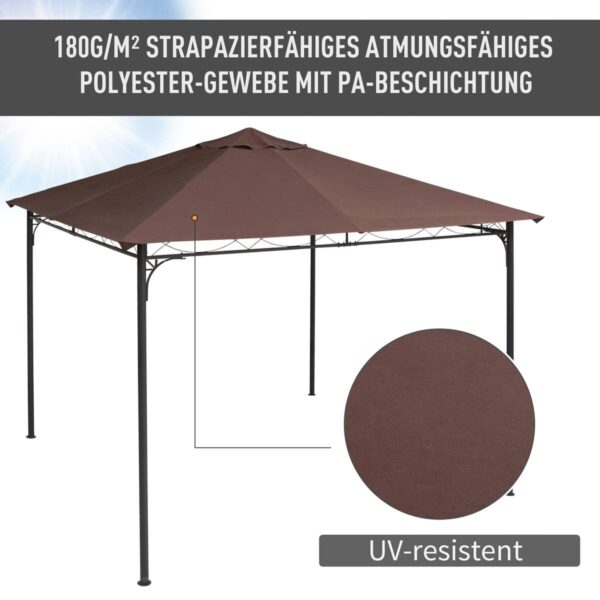 Outsunny Ersatzdach für Pavillon braun Polyester-Mischgewebe B/L: ca. 300x300 cm – Bild 3