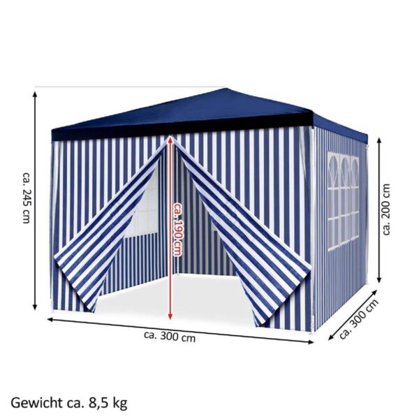 VCM Pavillon royalblau Polyester-Mischgewebe B/H/L: ca. 300x187x300 cm – Bild 4