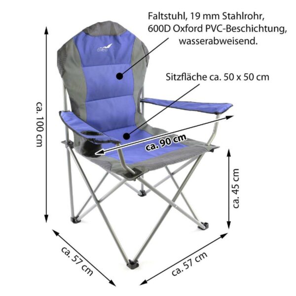VCM Campingstuhl-Set royalblau Polyester-Mischgewebe B/H/L: ca. 90x110x57 cm VCM Campingstuhl-Set royalblau Polyester-Mischgewebe B/H/L: ca. 90x110x57 cm – Bild 5