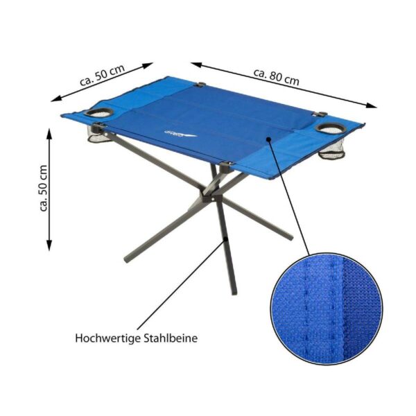 VCM Campingtisch blau Polyester-Mischgewebe B/H/L: ca. 50x50x80 cm – Bild 4