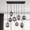 GLOBO Pendelleuchte Blacky schwarz Metall Rauchglas B/H/L: ca. 34x120x94 cm E14 8 Brennstellen GLOBO Pendelleuchte Blacky schwarz Metall Rauchglas B/H/L: ca. 34x120x94 cm E14 8 Brennstellen – Bild 3
