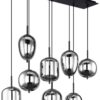 GLOBO Pendelleuchte Blacky schwarz Metall Rauchglas B/H/L: ca. 34x120x94 cm E14 8 Brennstellen GLOBO Pendelleuchte Blacky schwarz Metall Rauchglas B/H/L: ca. 34x120x94 cm E14 8 Brennstellen – Bild 5