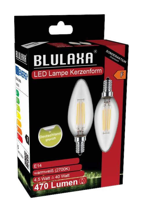 Blulaxa LED-Leuchtmittel Kerzenlampe Filamentlampe 49060 2er Pack E14 Blulaxa LED-Leuchtmittel Kerzenlampe Filamentlampe 49060 2er Pack E14 – Bild 4