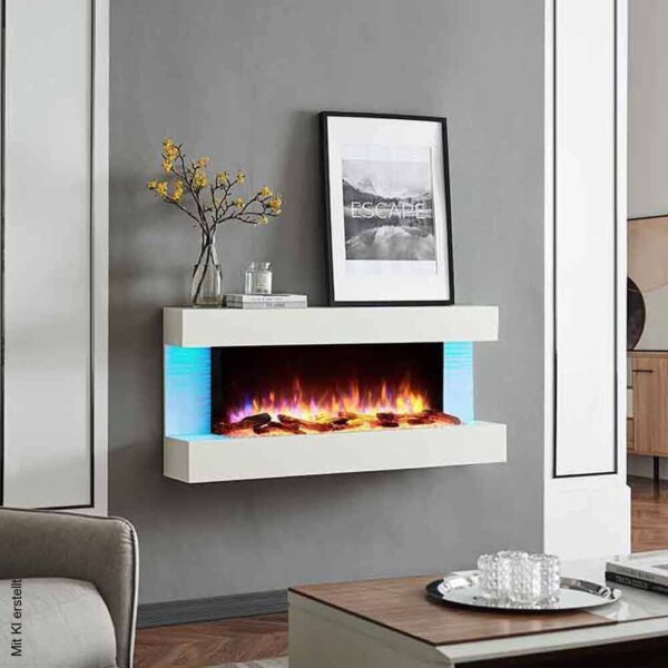 Balderia Wandkamin Helia weiß MDF B/H/T: ca. 127x60x25 cm – Bild 4