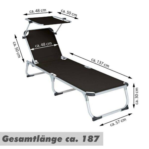 VCM Sonnenliege schwarz Aluminium B/H/T: ca. 57x187x30 cm VCM Sonnenliege schwarz Aluminium B/H/T: ca. 57x187x30 cm – Bild 5