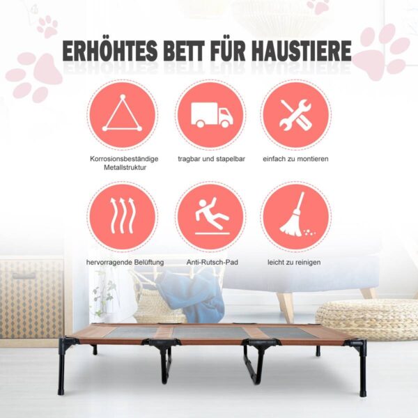 PawHut Hunde Liegeplatz braun Metall B/H/L: ca. 92x23x122 cm – Bild 2
