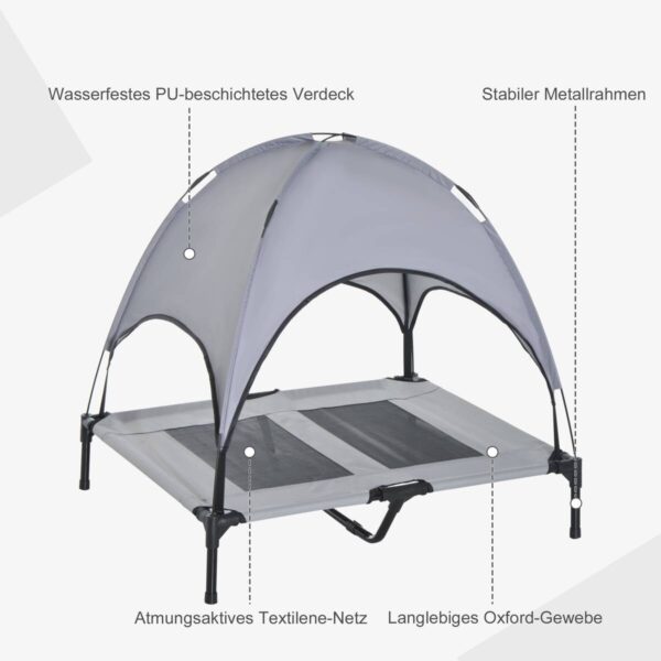 PawHut Haustierbett mit Baldachin grau Metall B/H/L: ca. 76x90x92 cm – Bild 3