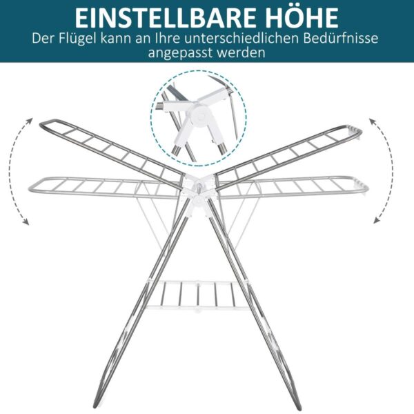 HOMCOM Wäscheständer silber Edelstahl – Bild 2