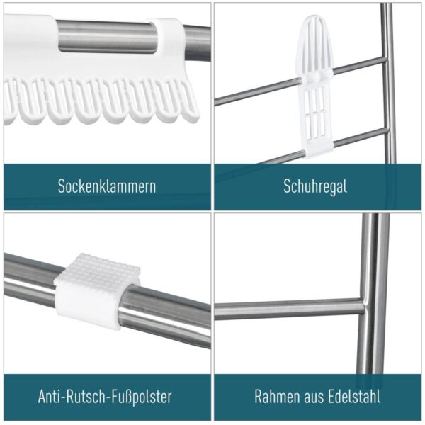 HOMCOM Wäscheständer silber Edelstahl – Bild 4