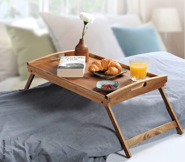 Kesper Tablett mit Klappfüßen natur Holz B/H/T: ca. 55x24x35 cm – Bild 2