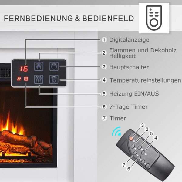 Balderia Elektrischer-Kamin EF447A-MT447A-W weiß B/H/T: ca. 100x82x25 cm – Bild 3