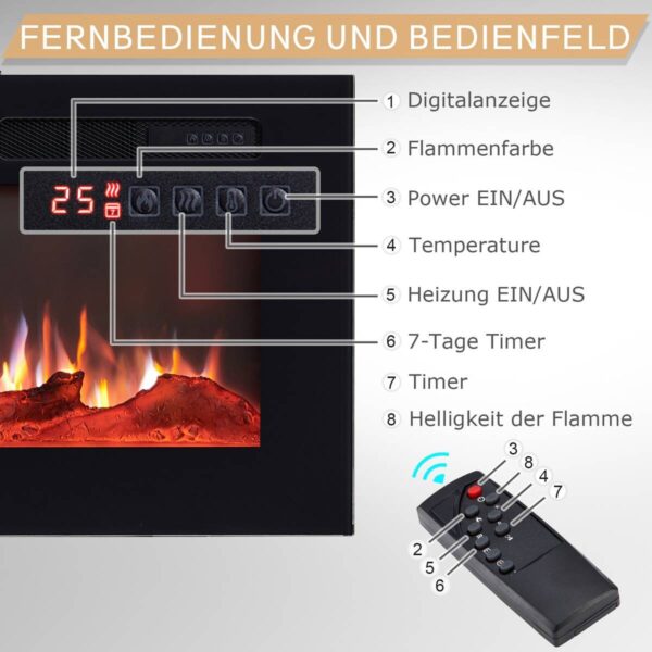 Balderia Elektrischer-Kamin Leif 60 B/H/T: ca. 142,5x38,6x13,8 cm ca. 2000 W – Bild 3