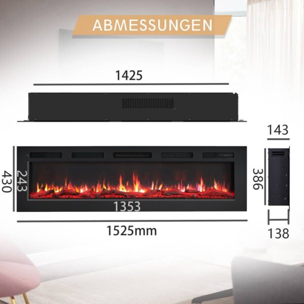 Balderia Elektrischer-Kamin Leif 60 B/H/T: ca. 142,5x38,6x13,8 cm ca. 2000 W – Bild 4