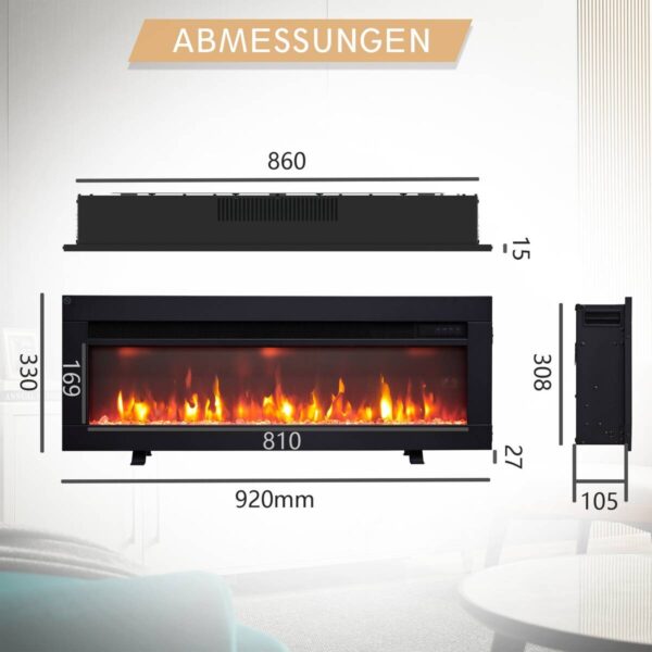 Balderia Elektrischer-Kamin Agnes 36 B/H/T: ca. 86x30,8x10,5 cm ca. 2000 W Balderia Elektrischer-Kamin Agnes 36 B/H/T: ca. 86x30,8x10,5 cm ca. 2000 W – Bild 4